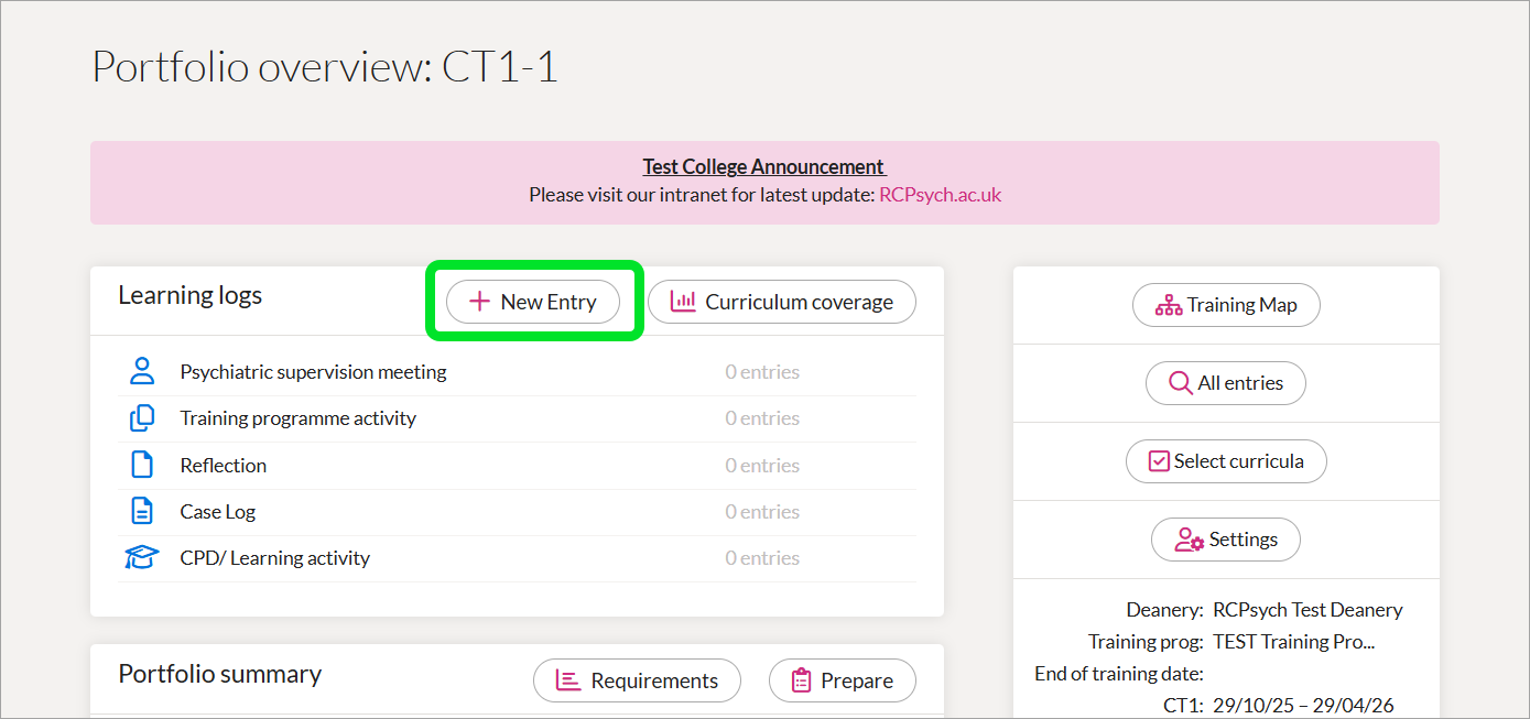 Learning logs new entry option.png